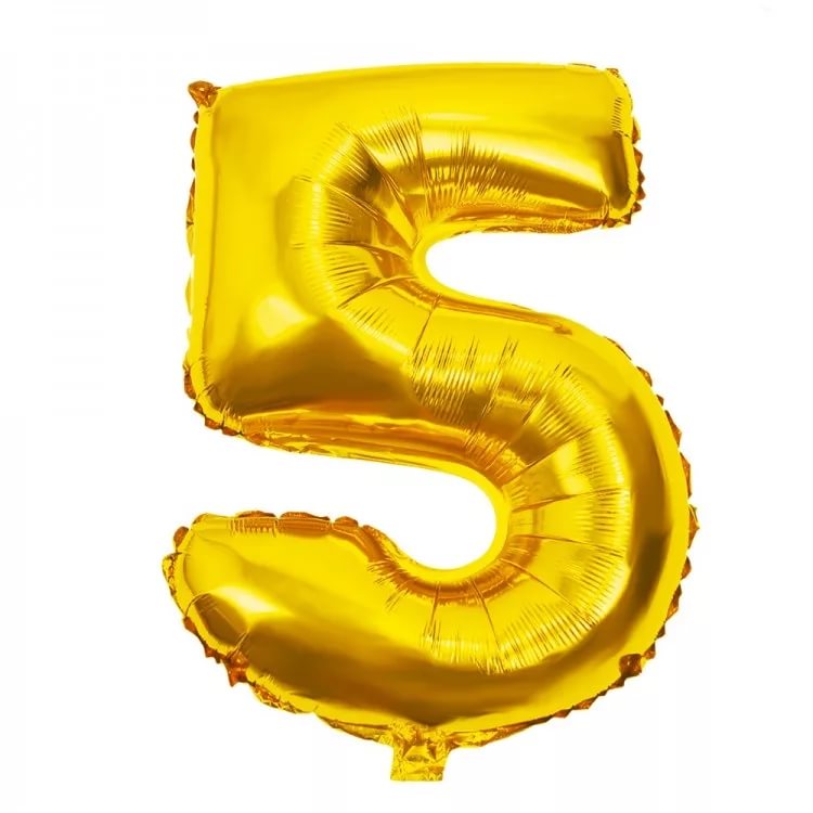 Шары фольга Цифры 40' Золото '5' 100 см.