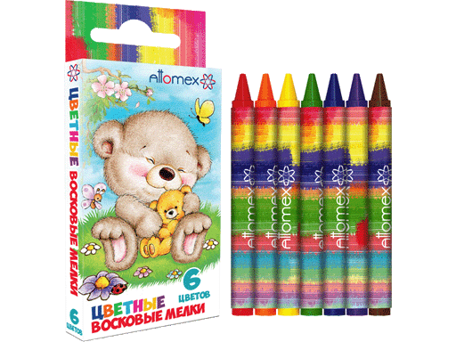 Мелки восковые 6 цв. Attomex, 8077811