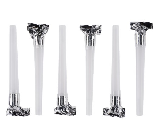 Карнавальные язычки гудки, Шумчики, Белый/Серебро, 11 см, 6 шт. в упак, 6232249н-й