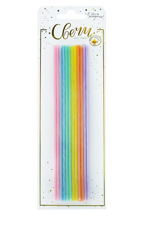 Свечи тортово-коктейльные, Макаронс, Ассорти, (24 шт;уп), 620211