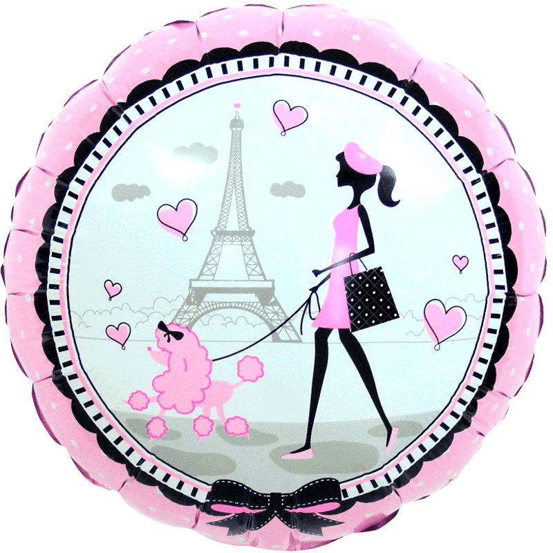 Шар фольга Falali (18'';46 см) Круг, Парижанка, Розовый, 1 шт.13330