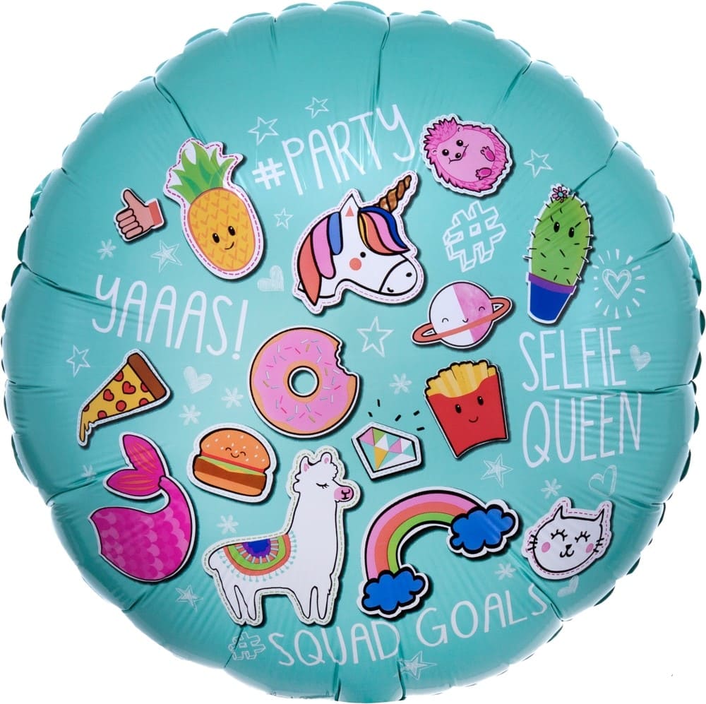 Шар фольга Falali (18'';46 см) Круг, Лама Альпака, Яркий микс, Мятный, 1 шт.15434