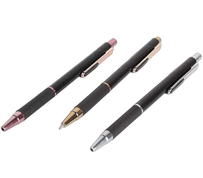 Ручка шариковая автомат CR-45 ,0,7мм, синяя,корпус зол;серебро. с резиновым держателем, DV-12810