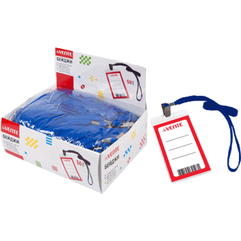 Бейдж вертикальный deVENTE 63 х 105 мм на ленте с клипом, 4010902