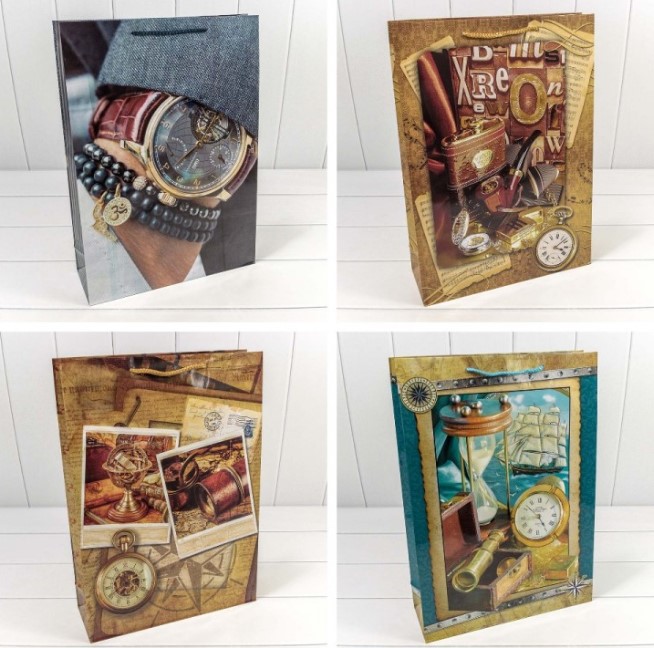 Пакет подарочный, 'Мужской', глянцевый, (микс)  33х45х11, 00044А