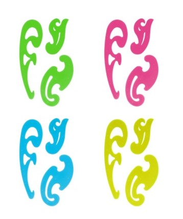 Набор лекал СТАММ, 3 шт, (25 см, 17 см, 12 см), пластиковый, неоновые цвета, ассорти, ЛК02