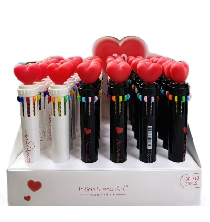 Ручка шариковая автоматическая 'Сердце', 10 цветов, 0,7 мм, BP-213