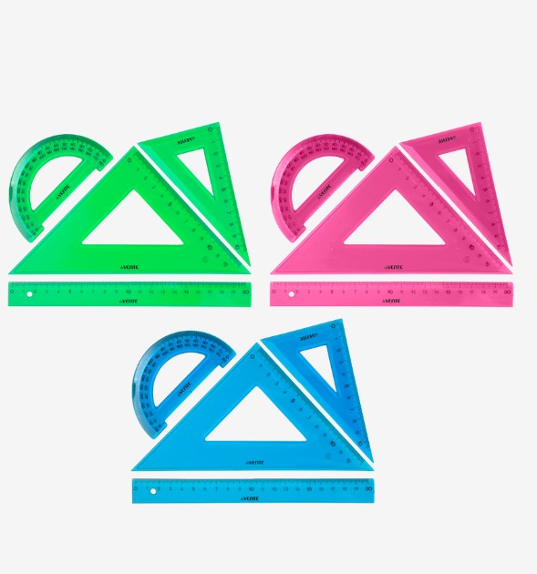 Набор геометрический 'deVENTE' 4 предмета (линейка 20 см, угольник 45, 12 см, угольник 30°), 5091420