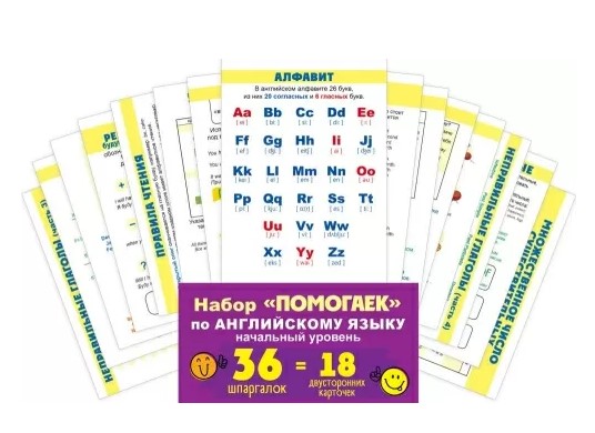 Набор карточек 'Помогайка по английскому. Начальный уровень', 89.062