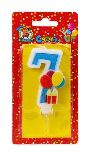 Свеча для торта 'Цифра 7. 'Весёлый праздник', Миленд, картон. уп., европодвес, С-5931