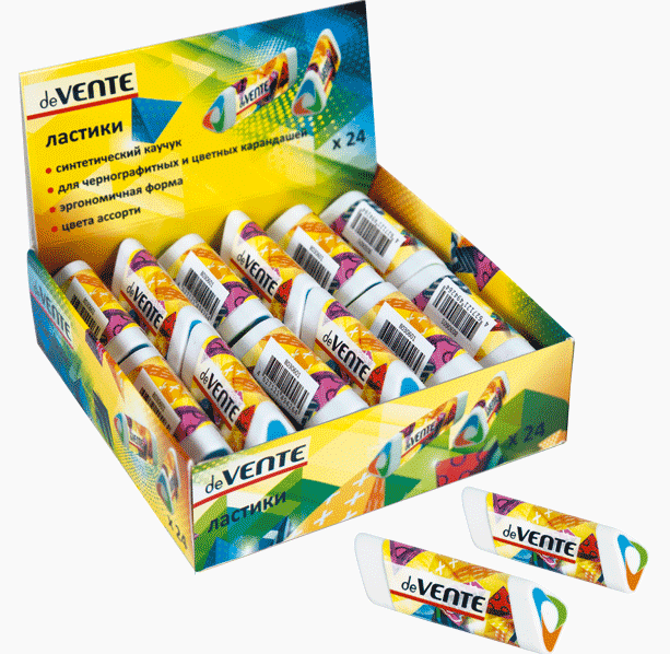 Ластик deVente 'Калейдоскоп' синтетический каучук, форма треугол., 60х16х10 мм., в инд. уп. 8030601