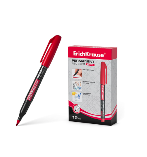 Маркер для CD;DVD ' Erich Krause ' Р-70 красный 1мм пулевидный наконечник перманентный 37075