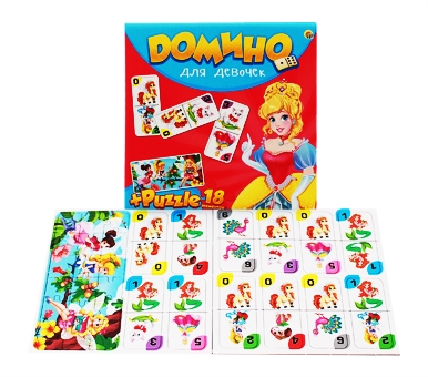 Настольная игра Домино+Puzzle, 'Для девочек' 3+, ИН-6754