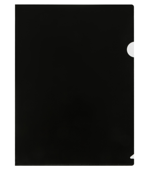 Папка-уголок СТАММ А4, 150 мкм, пластик, непрозрачная, черная,  ММ-32262