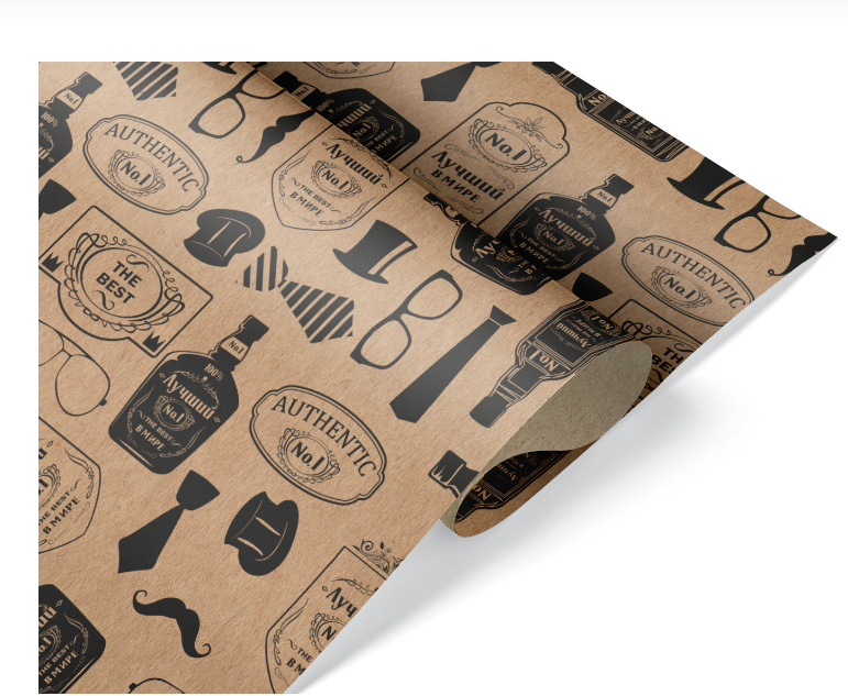 Упаковочная бумага, Крафт 70гр (0,7 х 1 м) Лучшему Мужчине!, 10 шт, 2050665