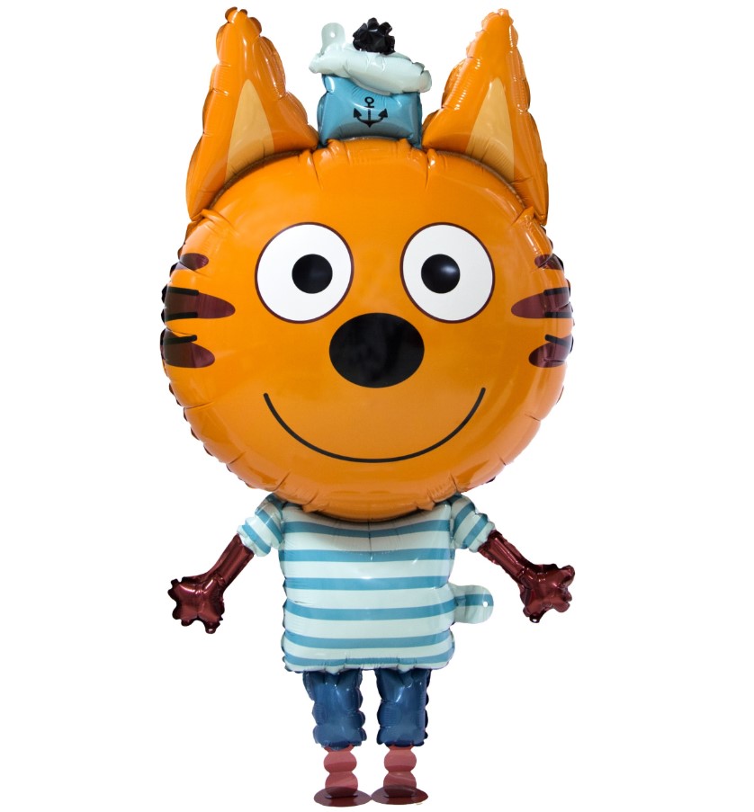 Шар 3D (39"/99 см), Ходячая фигура, три кота, коржик, 1 шт, 405018