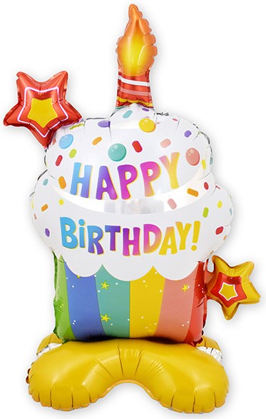 Шар 3D (22''/56 см) Фигура на подставке, Кекс на День Рождения, 1 шт, 25023