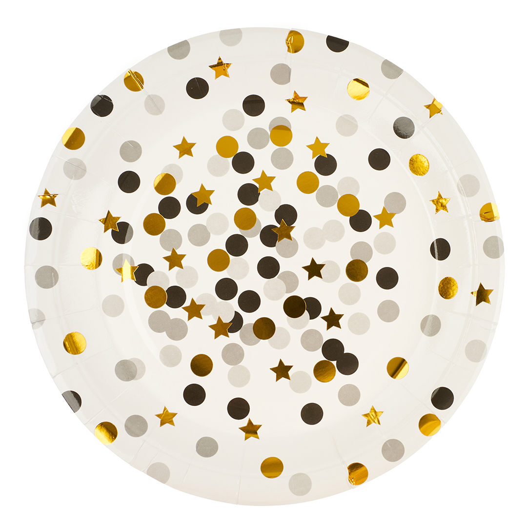 Тарелки (9'';23 см) Конфетти, Стильное ассорти, Металлик, 6 шт., 6224141