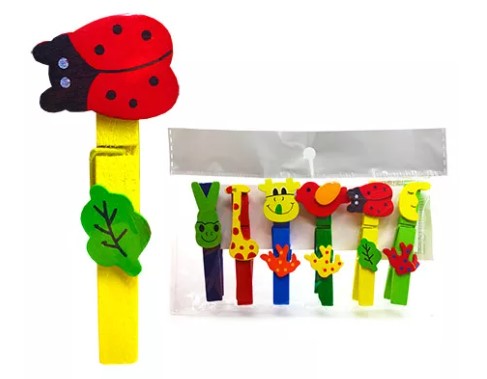 Прищепки декоративные KWELT 'Зверушки ', дерево, (10 шт;уп), K-15642