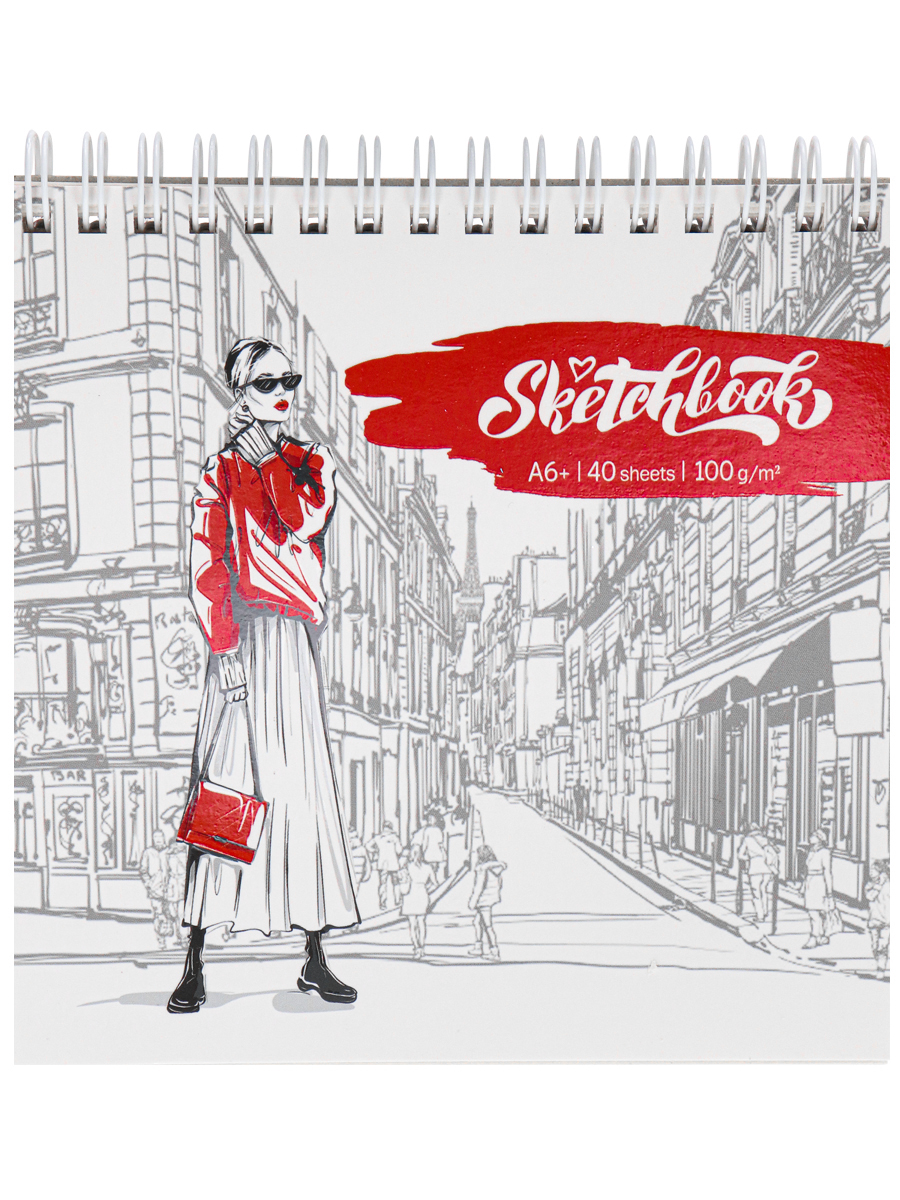 Скетчбук , 'Девушка в Париже', А6 , 40 листов , на гребне, С40-4231
