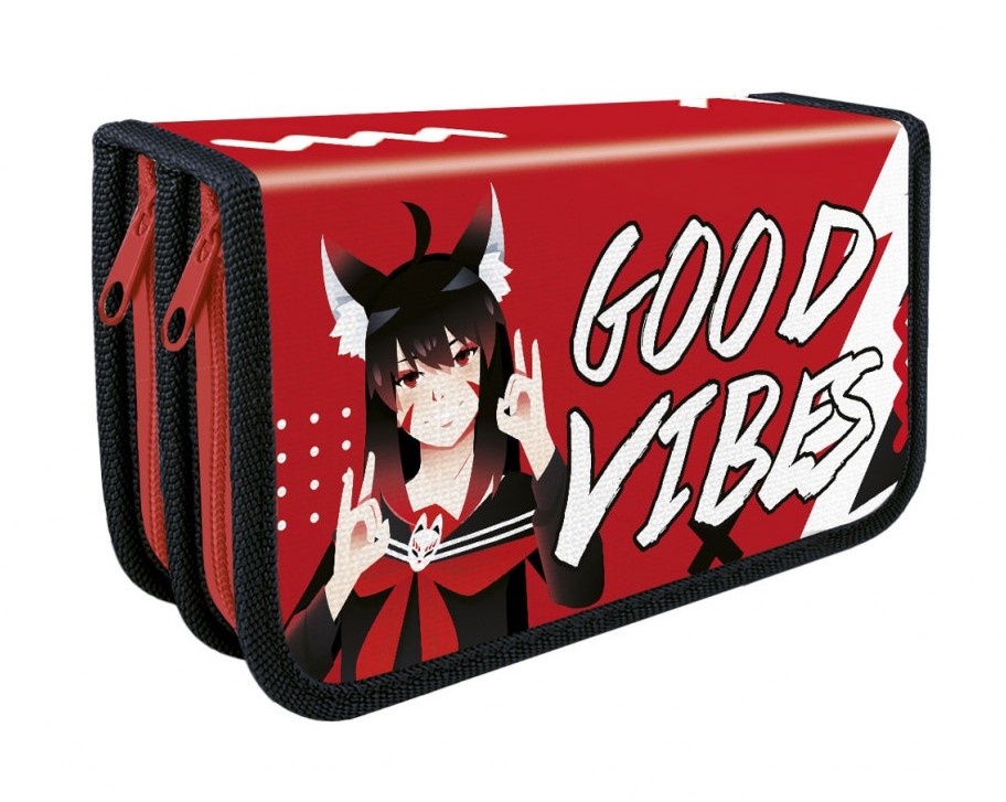 Пенал двухсекционный большой печать на ткани, ДЕВОЧКА-ЛИСА 2023, ПО-49