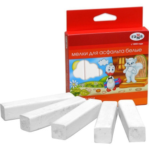 Мелки для асфальта Гамма "Мультики", белые , (5 шт/уп), 2304192