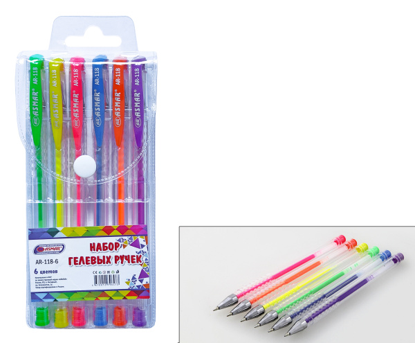 Набор ручек гелевых 'ASMAR' 6 цветов, AR-118-6