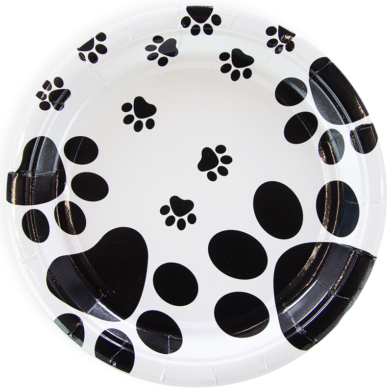 Тарелки (7'';18 см) Лапки , Белый;Черный , (6 шт;уп), 6231434