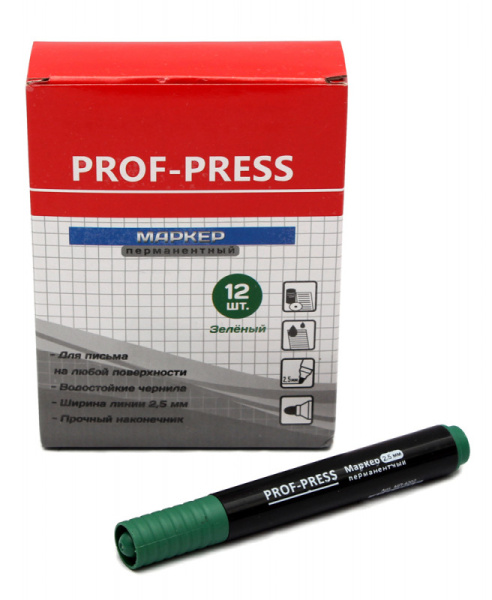 Маркер перманентный Prof-Press зеленый, 2,5 мм. МП-4202