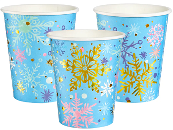 Стаканы (250 мл) Волшебные снежинки, Голубой, Металлик, 6 шт. 6233878