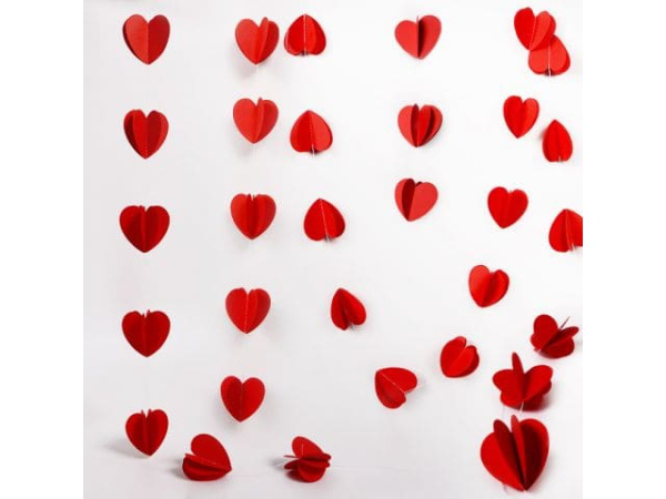 Гирлянда-подвеска Сердце, Красный, 200 см, 1 шт.